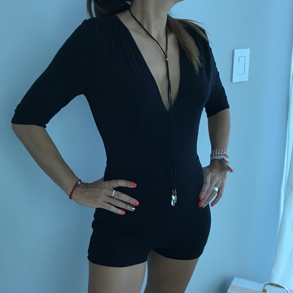 Black open back romper